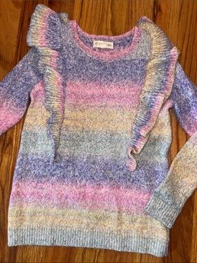 Pastel Stripe Ruffle Sweater